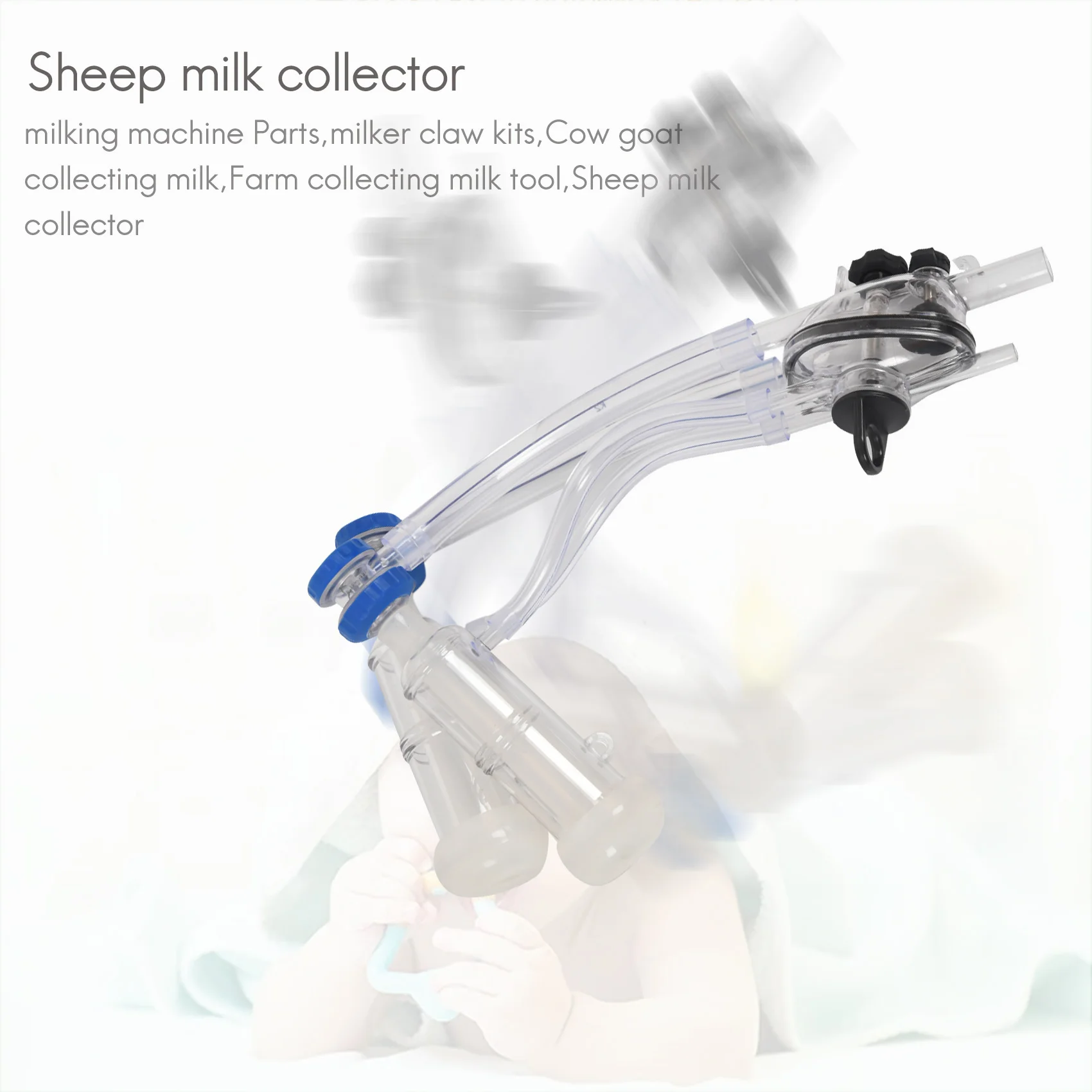 AS60-Goat Sheep Milker Machine Parts Claw Kit Milking Teat Cups Manual Collector Portable Goat Milking Machine Part For Cows Cat