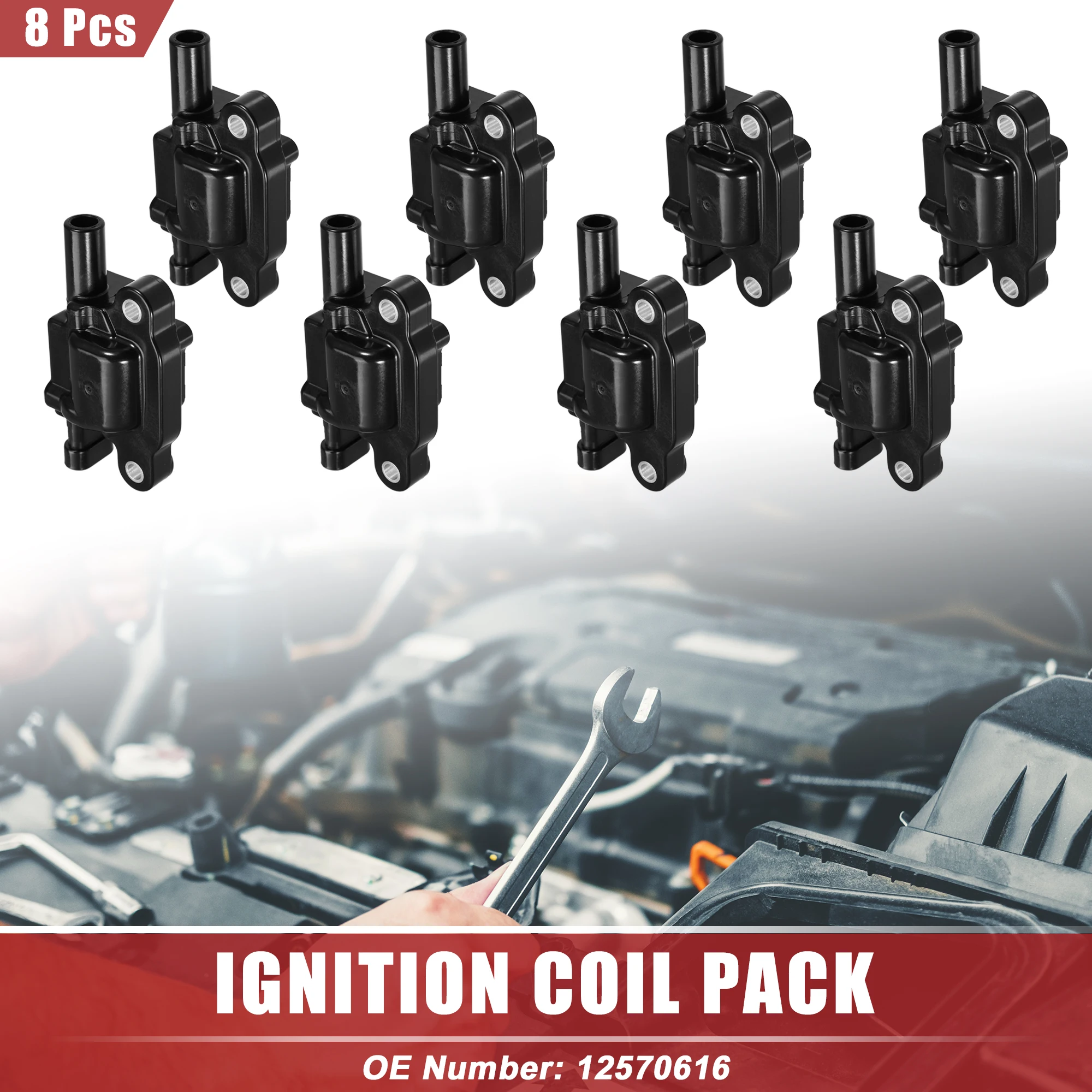 X Autohaux 8pcs Automotive Ignition Coil Pack Replacement for GMC Yukon 2007-2014 Black