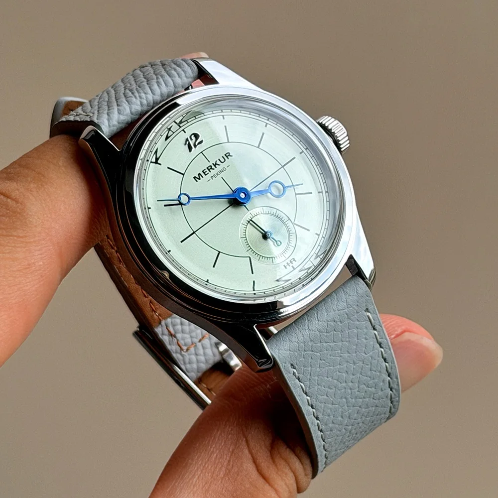 The New MERKUR Cross Line Sector Dial Green Retro Casual Watch for Men Business Series Manual Chorded Watch Relogio Metal