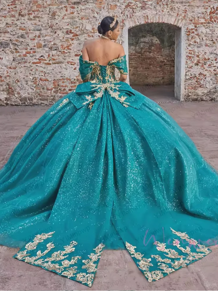 Luxury Wedding Dresses Off Shoulder Short Sleeve Green Bride Dress Ball Gown Women Church Bridal Customized vestidos de novia