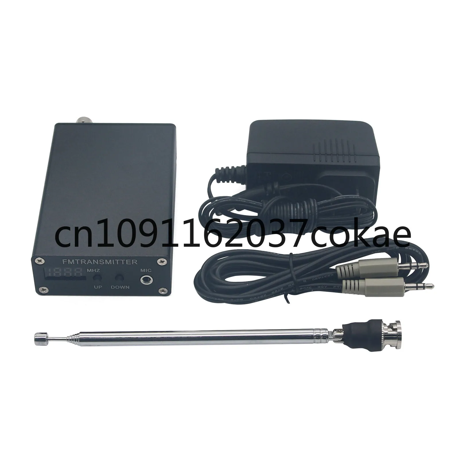 

Mini Radio Station 87-109MHz 1mW PLL Stereo FM MP3 Transmitter with Power Adapter Antenna Shield Wire