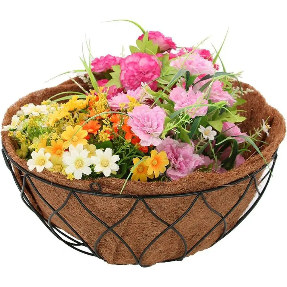 2-Pack Round Plant Liners or Hanging Baskets - 24 Inch Durable C-Pad or 16/14/12 Inch C-Nut Plant Basket Liner for Garden Plante