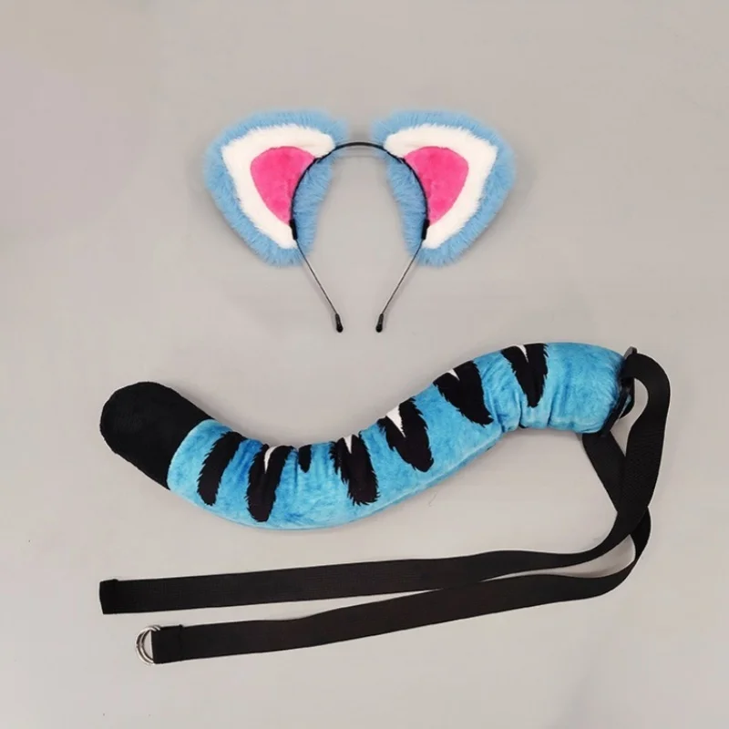 Anime Convention Beast Girl Cosplay Props Party Accessories Demon Hunter Girl Group Tiger Ears Headband Tiger Tail Set
