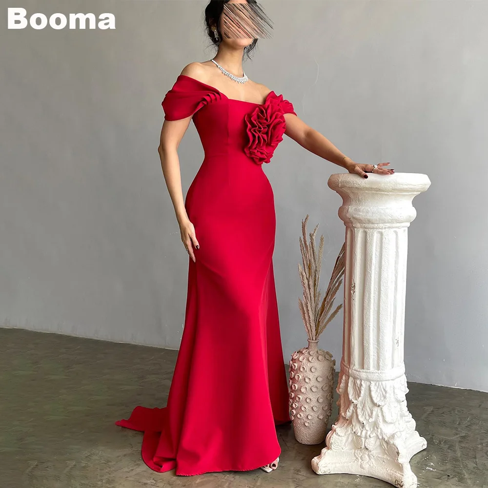 Booma-Robe de soirée sirène rouge pour femme, fleur 3D, occasion formelle, fête arabe saoudienne, robe de Rhde Dubaï, hors initié