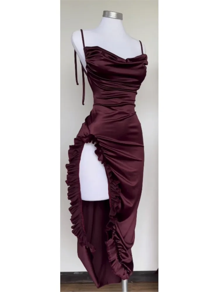 Y2K Sexy Backless Suspender Hot Girl Dress New Dress Summer High-end Strap Irregular Long Dress Elegant Party Dresses Ropa Mujer