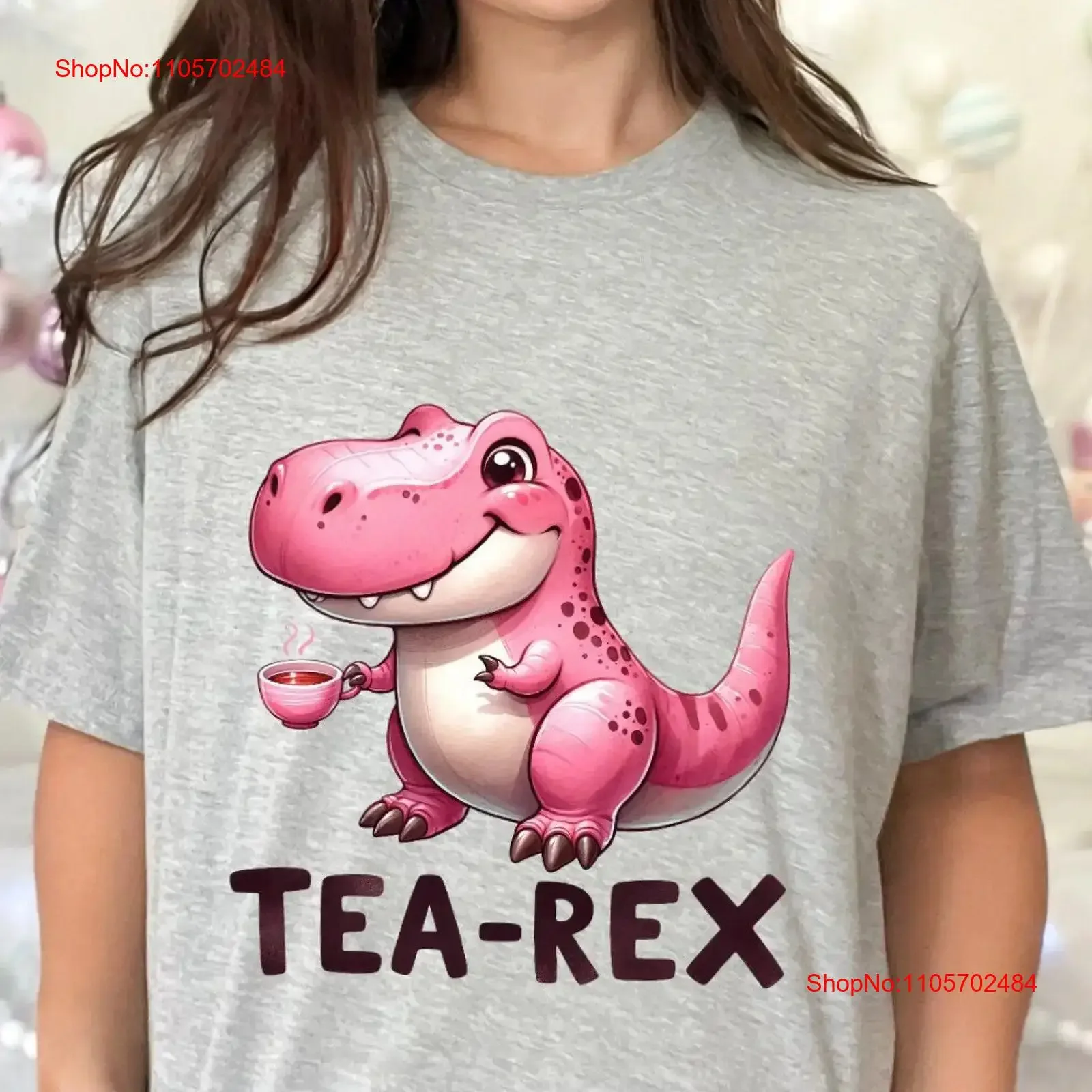 Watercolor T Rex Dinosaur Shirt with Tea Cup Unique Dino Fun Top for Lovers PerfecT Idea vintage Washed Unisex Stylish