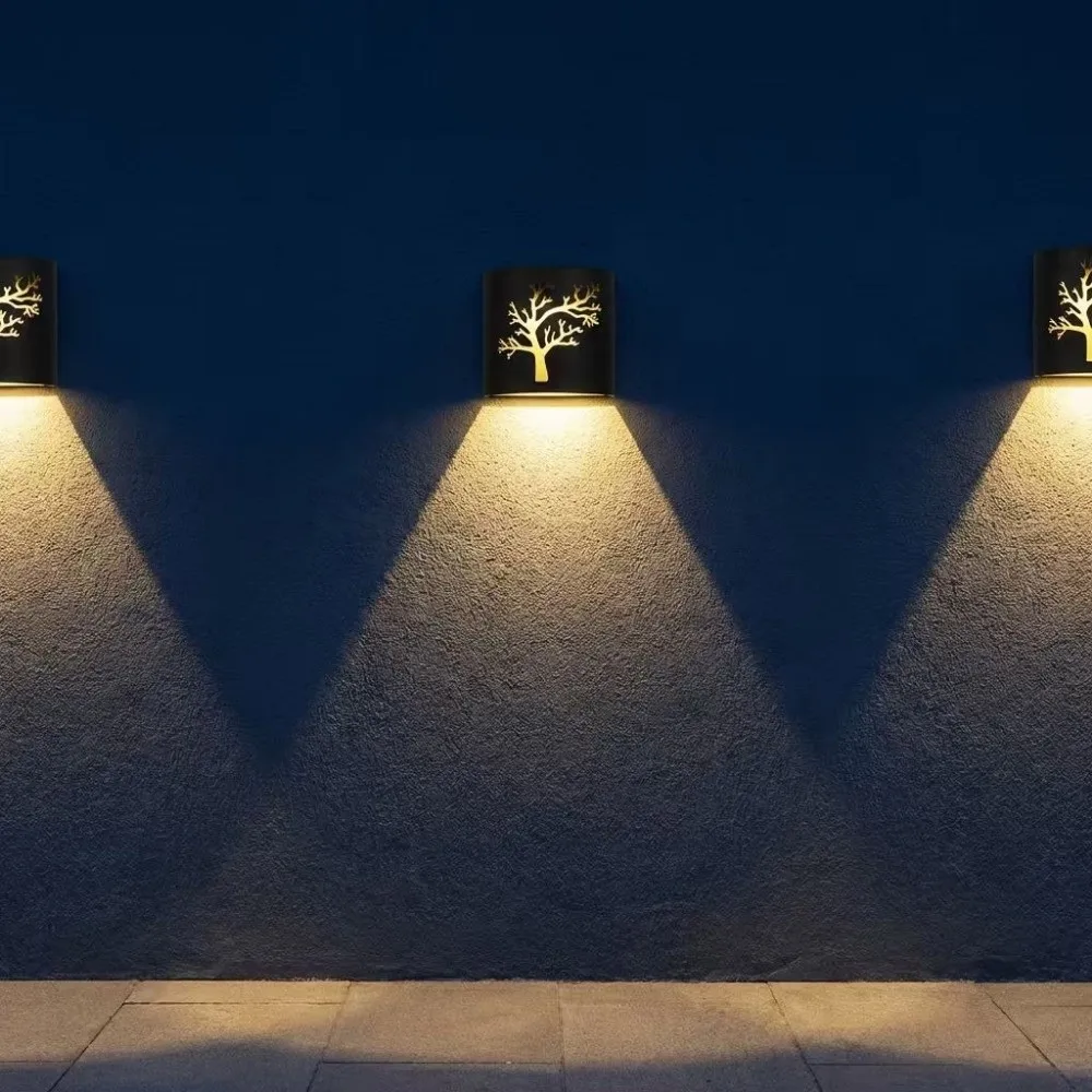 Waterproof Solar Wall Sconce Light Solar Energy Automatic Dusk To Dawn Outdoor Wall Light Black Color Tree Solar Fence Light