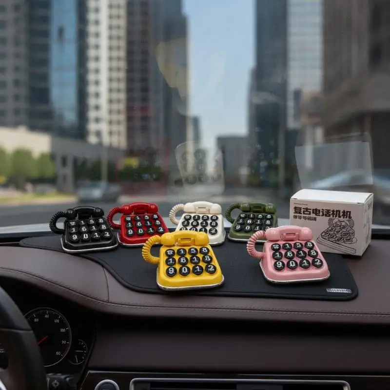 Retro Landline Telephone Shaped Car Parking Number Mini Temporary Phone Number Sign Vehicle Windshield Decoration