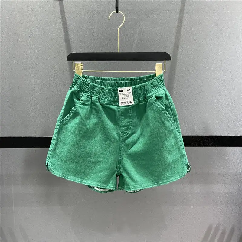 Summer Plus Size Elastic Waist Loose Shorts Solid All-match Youth Fashion A-line Wide Leg Hot Pants Trend Casual Women Clothing