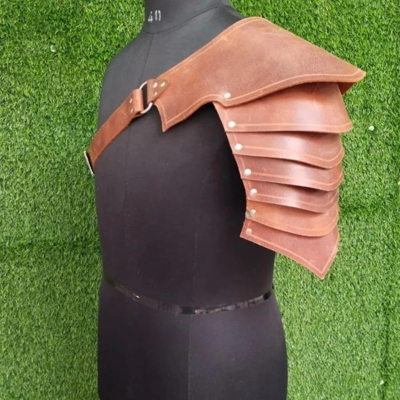 Medieval Vintage Cosplay Single Shoulder Armors Guard Body Chest Harness Guard Knight Arm Guard Vintage Faux Leathers Pauldrons