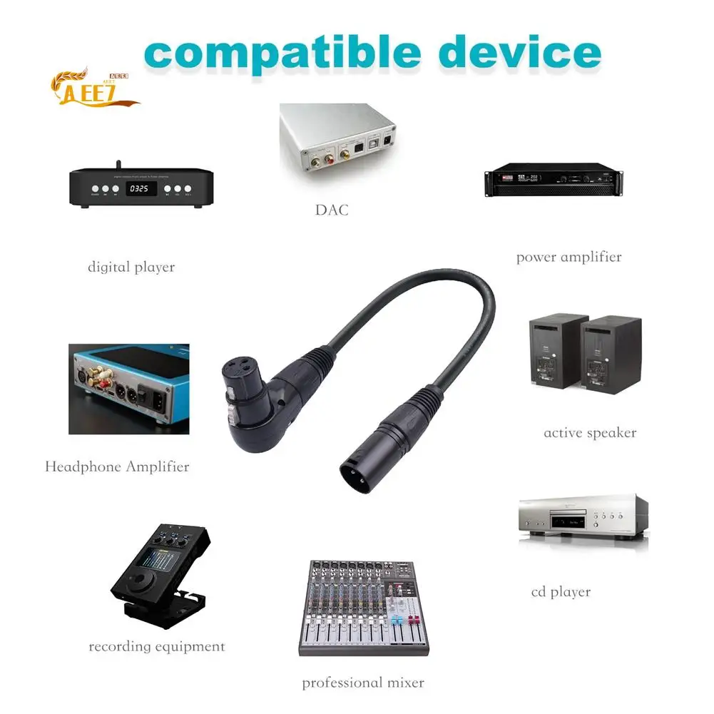 AEE7-2Pcs 3 Pin XLR Right Angle Male To Female Plug Microphone Audio Cable 90 Degree XLR Female To Straight XLR Male Cable