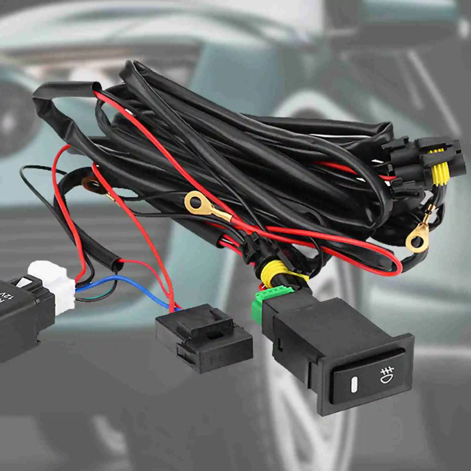 12V  Car LED Fog Light On/Off  Wiring Harness  Relay Kit Fog Light  Wiring Kit On Off  Relay