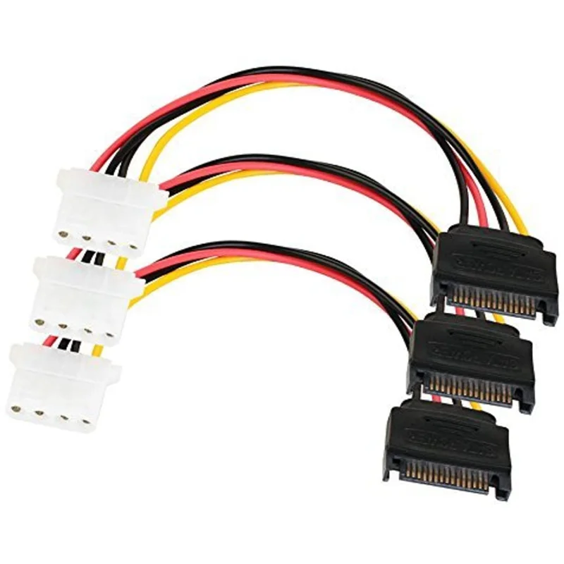 SATA to 4 Pin Power Cable Adapter 1 Pack SATA 15 Pin Male to Molex LP4 Female Power Cable 7-inch