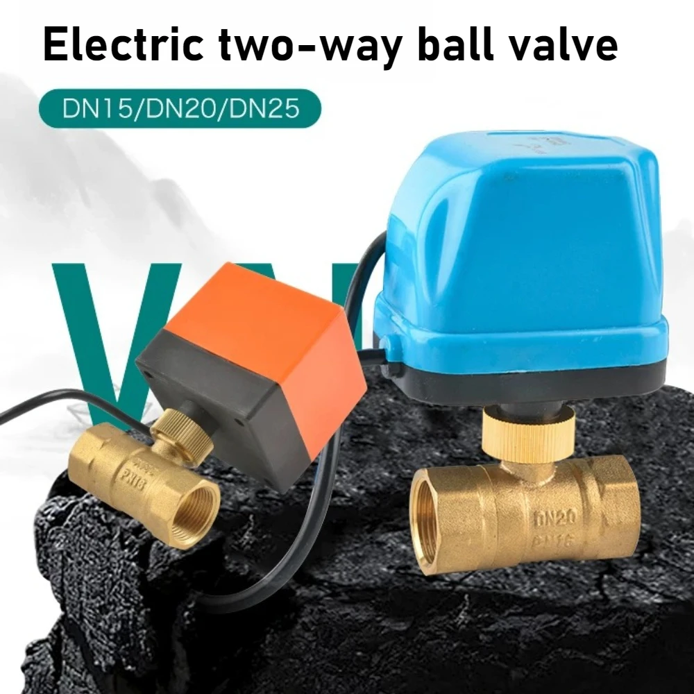 Electric Two-way Ball Valve 220V 12V 24V Three Wire Two-point Control DN15 20 25 32 40 50 Copper Electric Ball Valve
