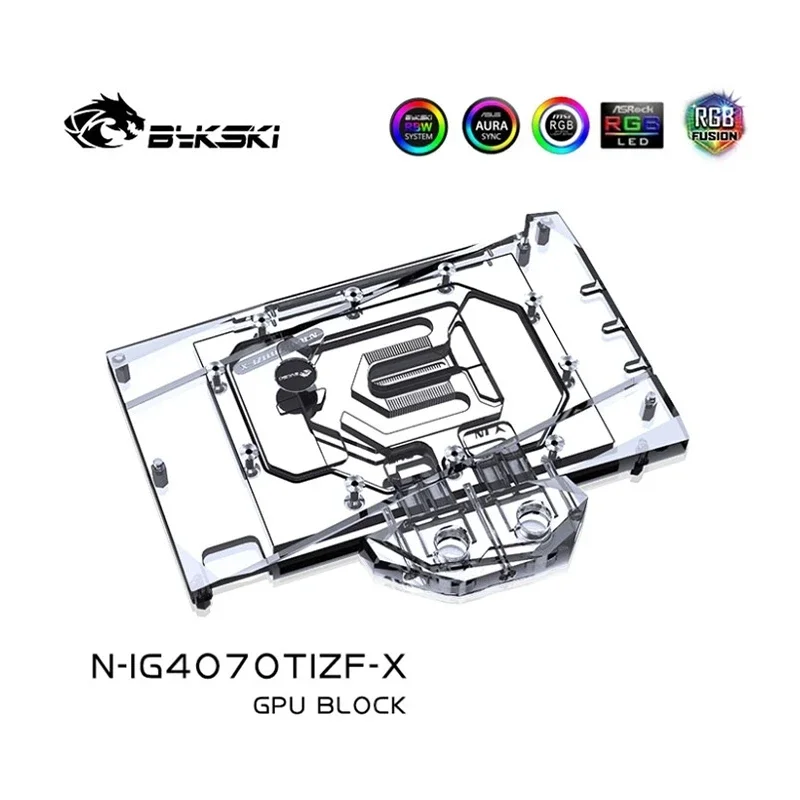 Bykski-bloque de agua para GeForce RTX 4070 Ti Battle AX, tarjeta GPU/radiador de refrigeración de cobre, RGB AURA/ N-IG4070TIZF-X