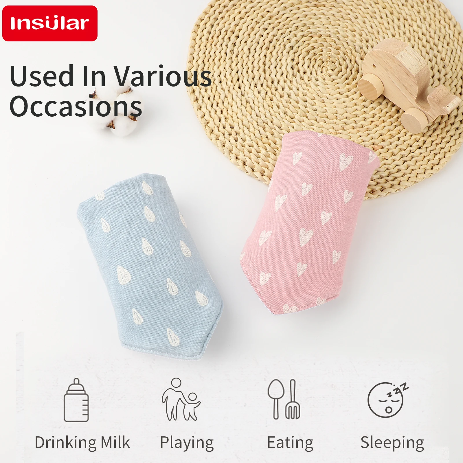 

Insular Baby Cotton Bibs Infant Triangle Saliva Towels Muslin Waterproof Stain-Resistant Set 4-Layer Gauze Breathable 1Pcs/Set