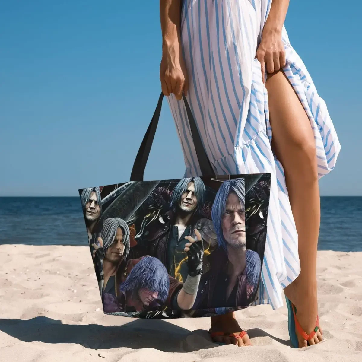 Limited Dante Devil May Cry Beach Tote Bag Sport Gym Yoga Duffle Large Tote Bag Women Travel Bag Fitness bag