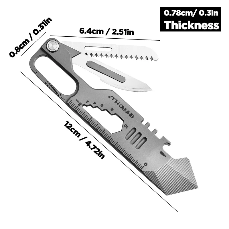 في الهواء الطلق المحمولة EDC متعددة الوظائف سبائك التيتانيوم قضيب رفع منشار صغير التخييم بقاء سداسية وجع المفاتيح أداة