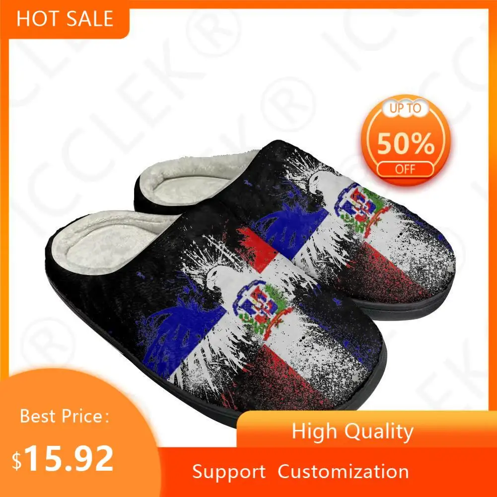 Dominican Republic Fashion Cotton Custom Slippers Mens Womens Sandals Plush Casual Keep Warm Shoes Thermal Comfortable Slipper