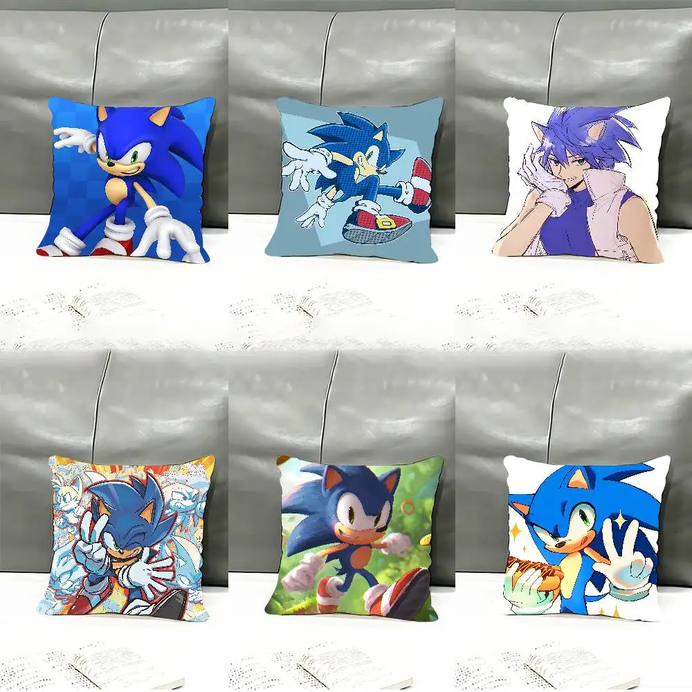 S-Sonic Pillow Case Cushion Cover Soft Cute Throw Pillow Case For Car Sofa Pillowcase Polyester With