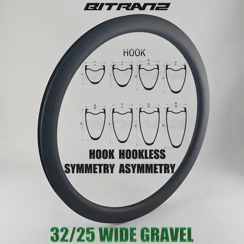 700C 카본 림 32mm 25mm 광폭 로드 바이크 35mm 40mm 45mm 50mm 55mm 60mm 딥 훅/훅리스 튜브리스 자전거 휠 비대칭 24h