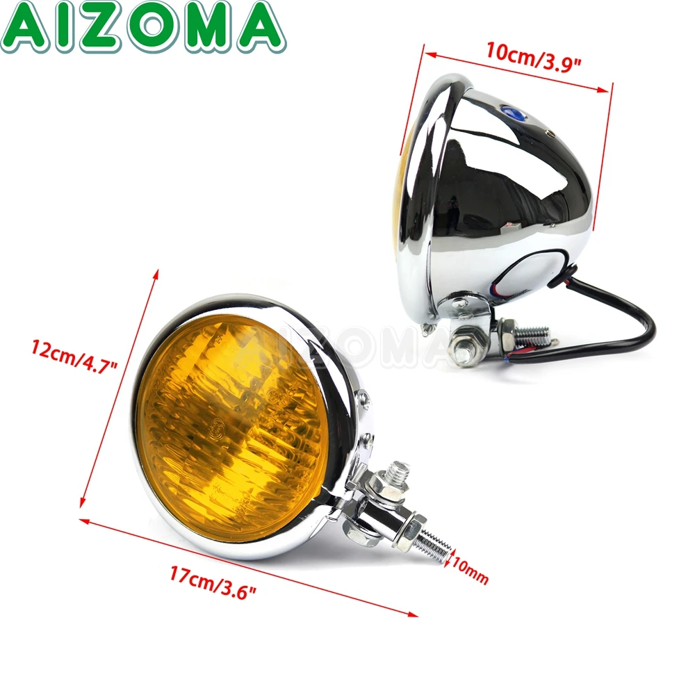 Chrome 4.5\'\' Retro Motorcycles Bates Style Headlight Head Lamp For Harley Street Bob Chopper Cruisers Custom H4 Front Lights