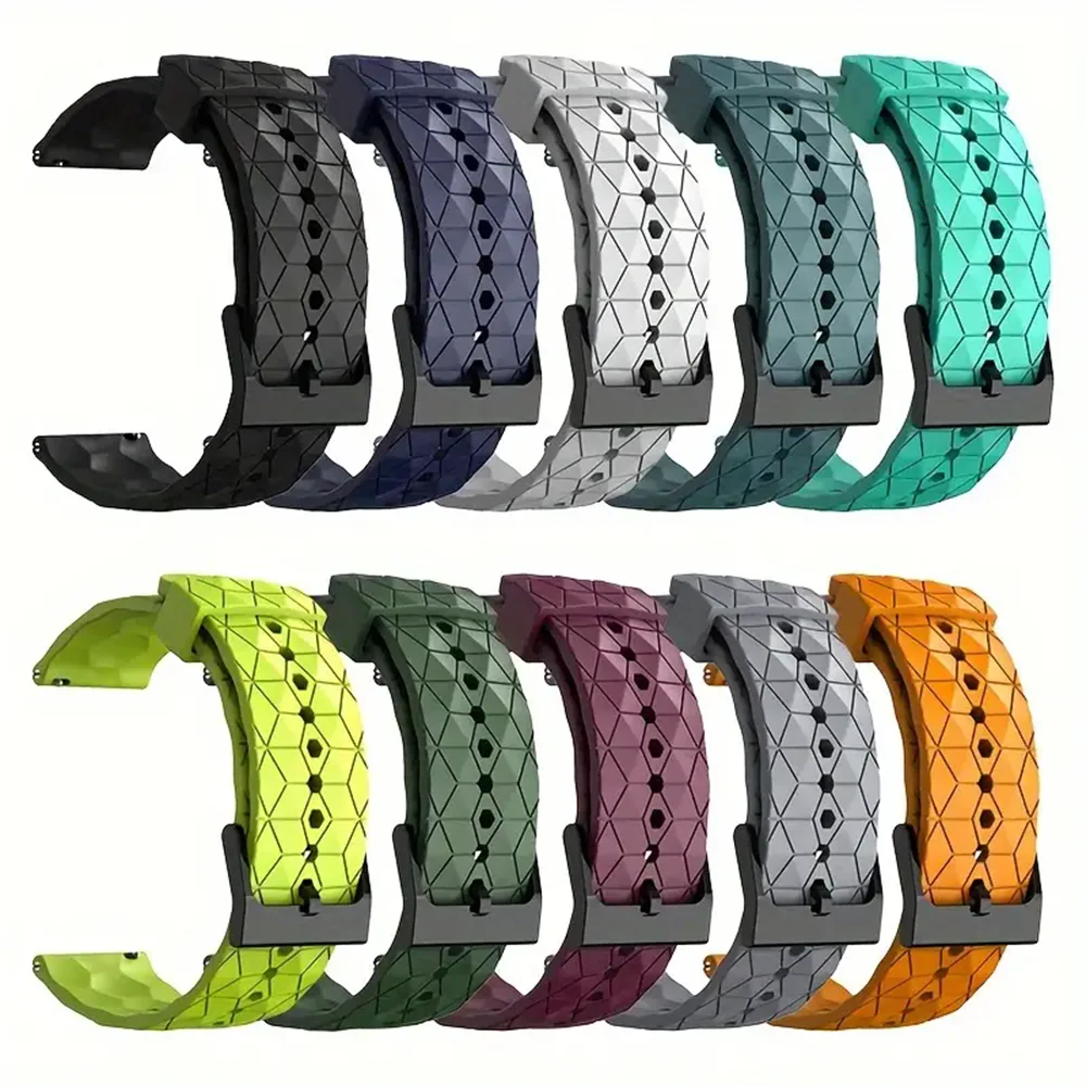 20mm 22mm Silicone Strap For Samsung Galaxy Watch 6/5/4 Active 2 Gear S3 Football Pattern Band For Huawei/Huami Amazfit