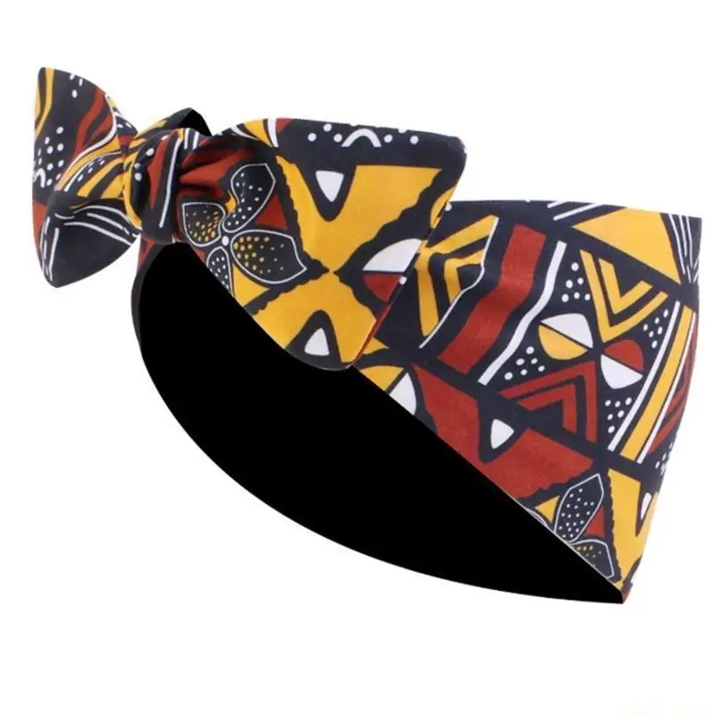 

31BF Womens Headbands Knotted Hairband African Pattern for Head Wrap Wide Turban Elastic Headband Non Slip Hair Accessories
