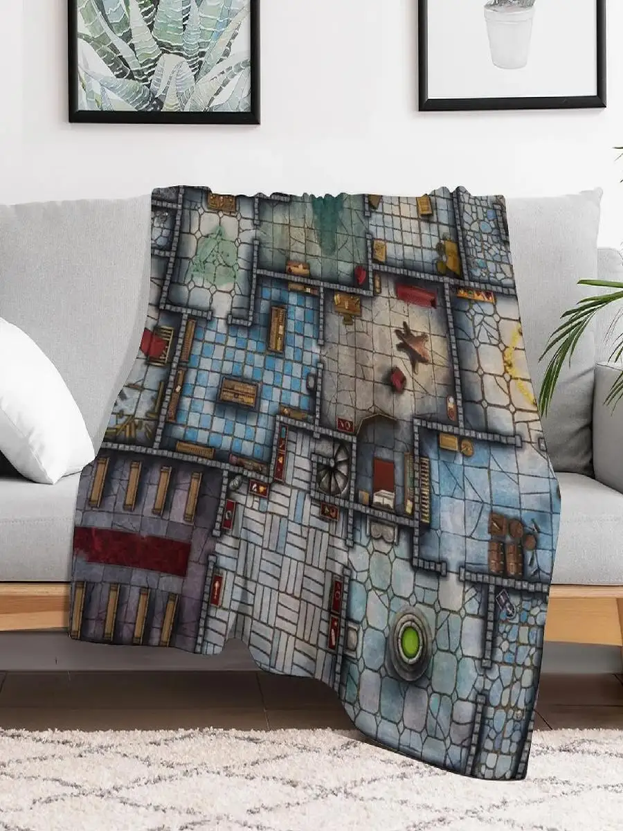 Fantasy RPG Map Throw Blanket Warm Flannel Dungeon Delve Adventure Blanket for Bed Soft Cozy Winter Blanket