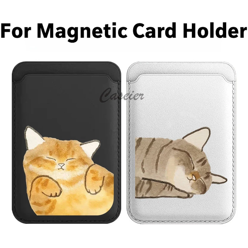 Graffiti Lazy Cat Magnetische Leder-Brieftasche für iPhone 17 16 Pro Max für Samsung Galaxy S25 S24 Ultra Kartenetui Handy-Zubehör