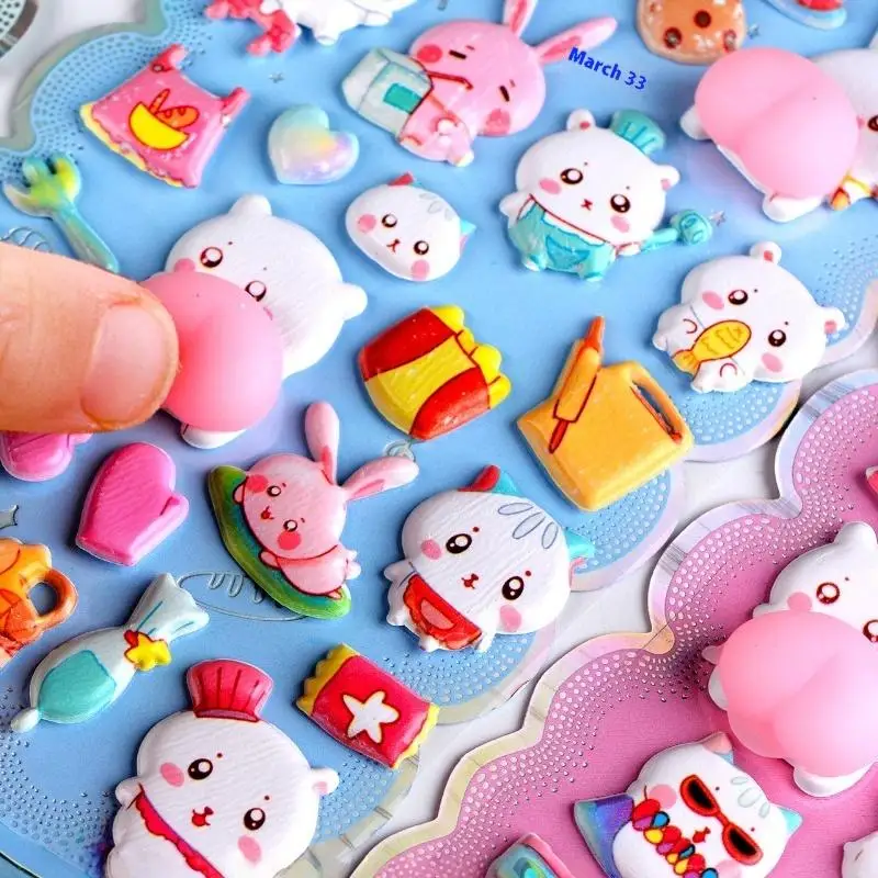 

1Pcs DIY Scrapbooking Journal Phone Case Cartoon Animals Soft Puffy Butt 3D Stickers Decoration Sticker School Office Supplies