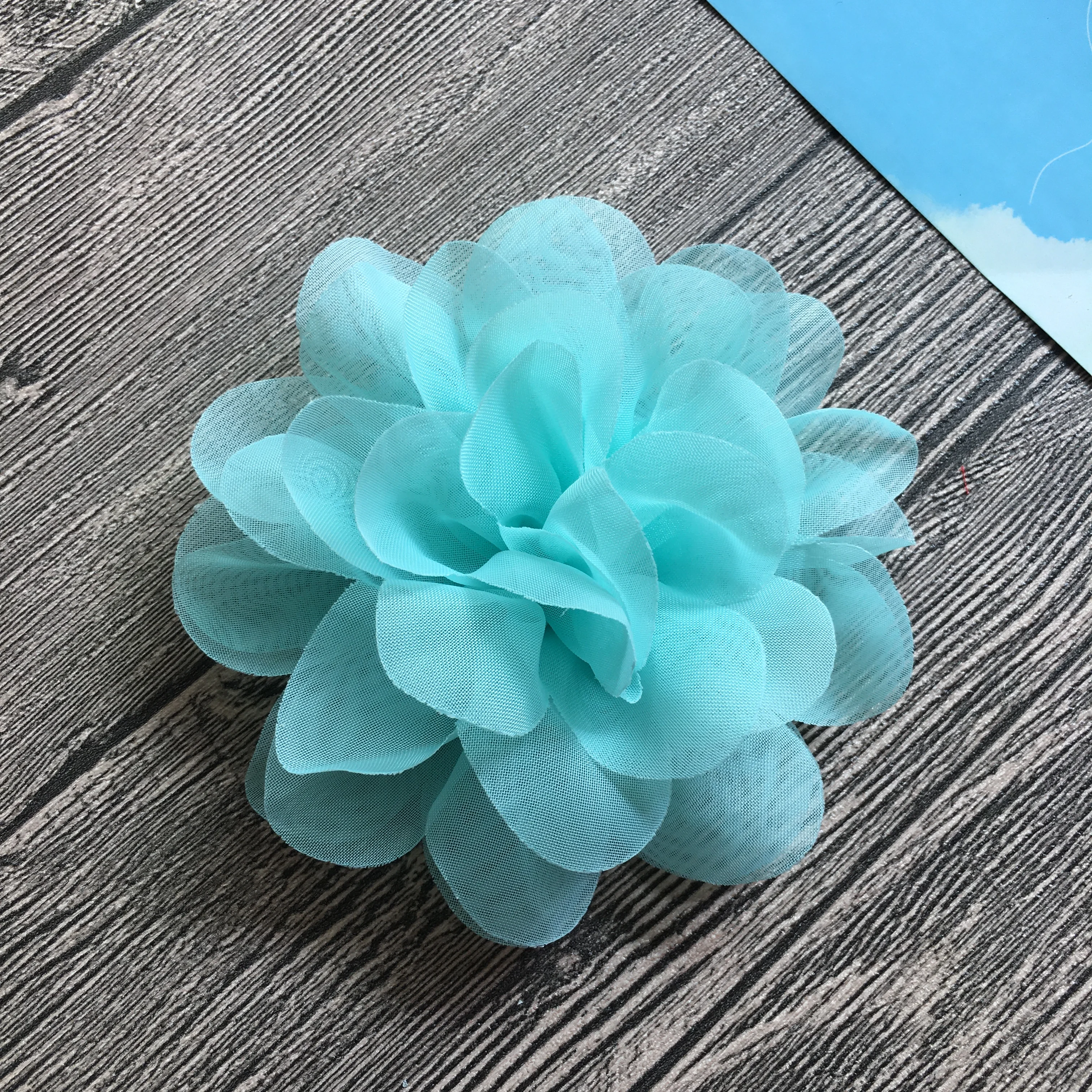 10Pcs/Lot Mint Color Handmade Fabric Flower Head Flat Back Sweet Rosette For Baby Accessiries Home Shoe Brooch Decoration