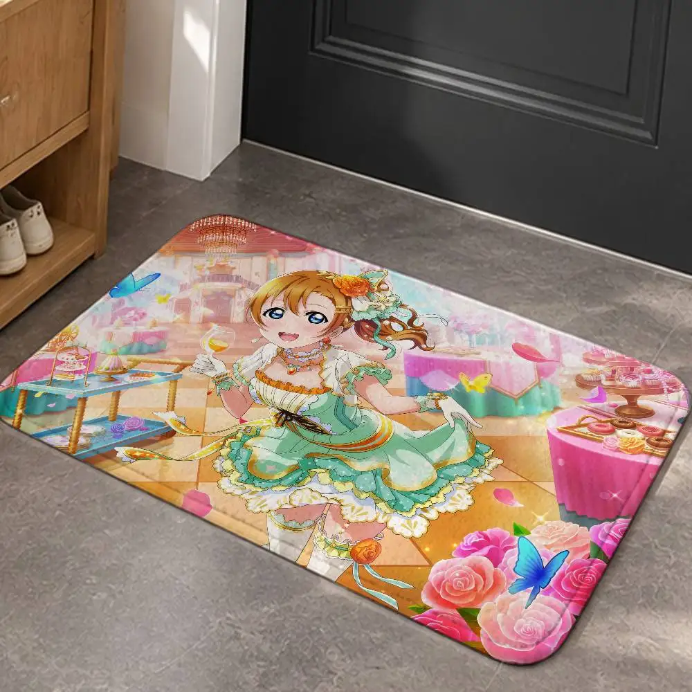 Official H-Honoka Kosaka LoveL-us Home Decor Short Plush Floor Mat, Non-Slip & Easy to Clean for Multi Doorways