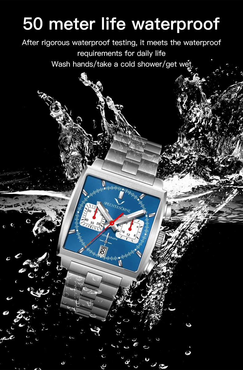 2025, Specht & Sohne, Neuheiten, Herrenuhren, Top-Marke, Luxus-Edelstahl, japanischer VK64-Chronograph, männliche Quarz-Armbanduhren – Detail 15
