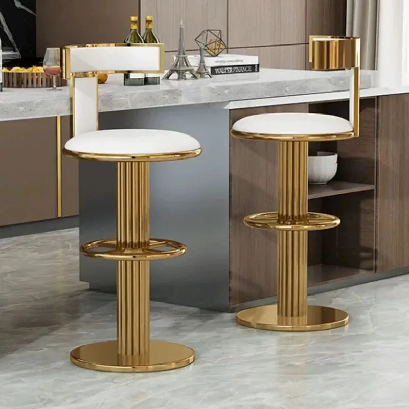 Internet celebrity light luxury stainless steel bar chair lift creative rotating bar chair designer