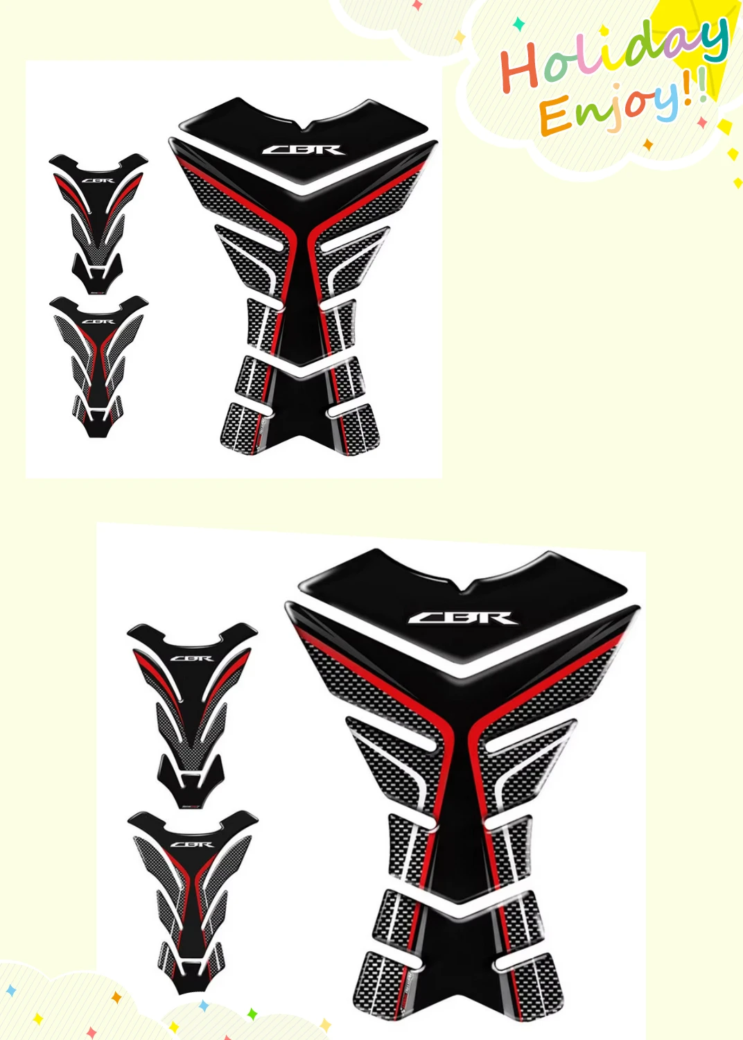 

3D Carbon-look Motorcycle Tank Pad Protector Decal Stickers Case for Honda Cbr150 Cbr250 Cbr300 Cbr400 Cbr500 Tank All Years