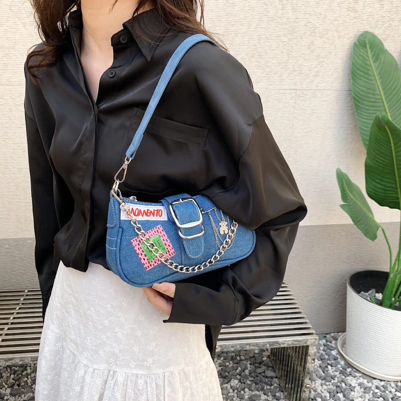 Luxury Designer Jeans Bags Women Denim Crossbody Bag For Women 2023 New Punk Style Underarm Shoulder Handbag And Purse Brand Bag