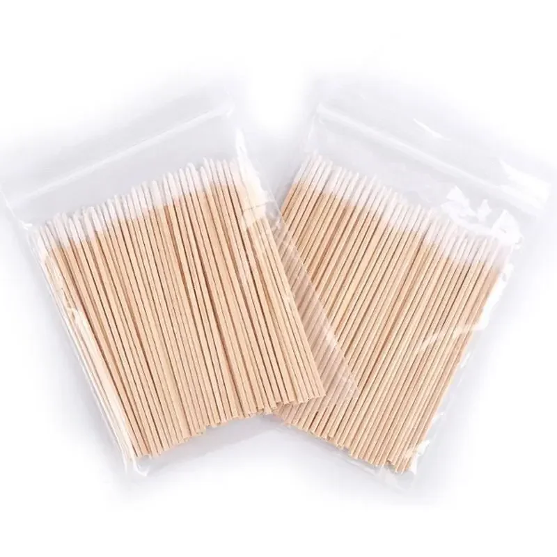 500/1000 Pcs Disposable Ultra-small Cotton Swab Brush Lint Free Micro Wood Makeup Brushes Eyelash Extension Glue Removing Tools