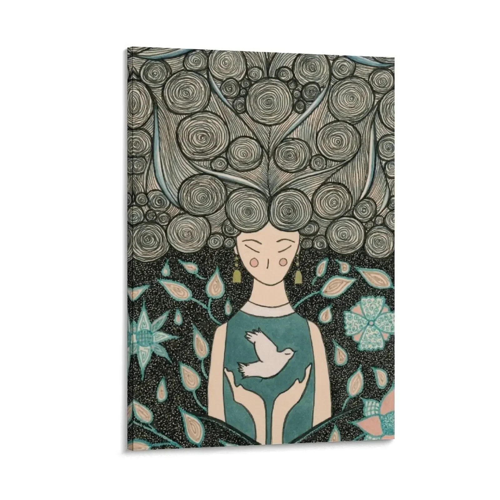 

Flower and Bird Girl Canvas Painting house decoration Wall decoration poster wall decoration paintings