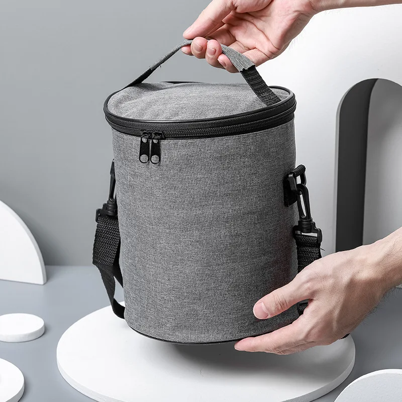 Round Aluminum Film Thermal Lunch Bag Oxford Picnic Travel School Child Portable Insulated Lunch Bags Food Tote Handbag