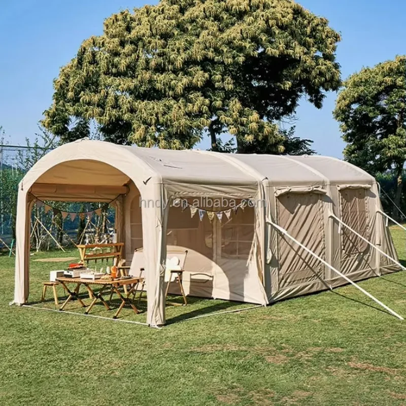 Factory Custom Intergrated Winter Tunnel Inflatable Cabin Three Rooms Tent With 8-12 Person