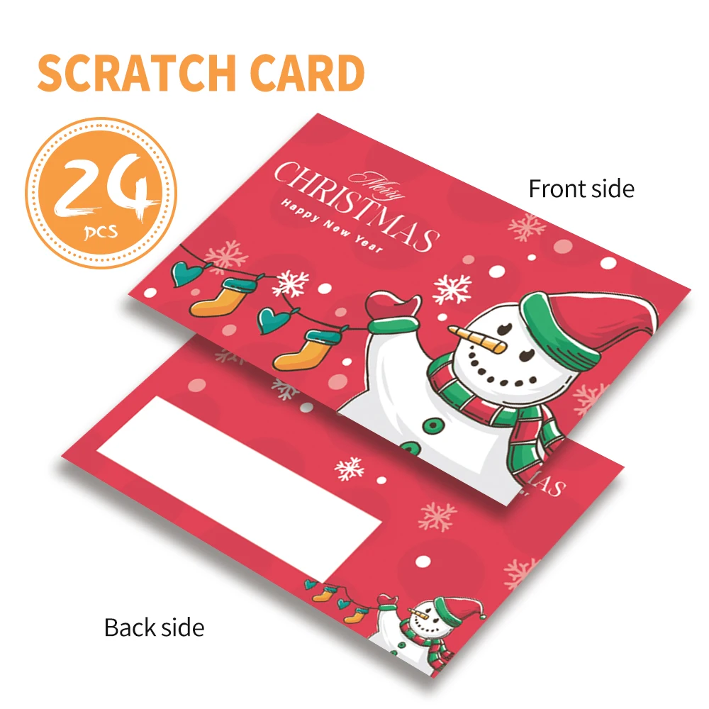 24 قطعة بطاقة ملاحظة فارغة ، بطاقات خدش رجل ثلج عيد الميلاد ، بطاقة خدش مفاجأة للعطلات لعام 2026. زينة الحفلات ، بطاقة هدايا ذاتية الصنع