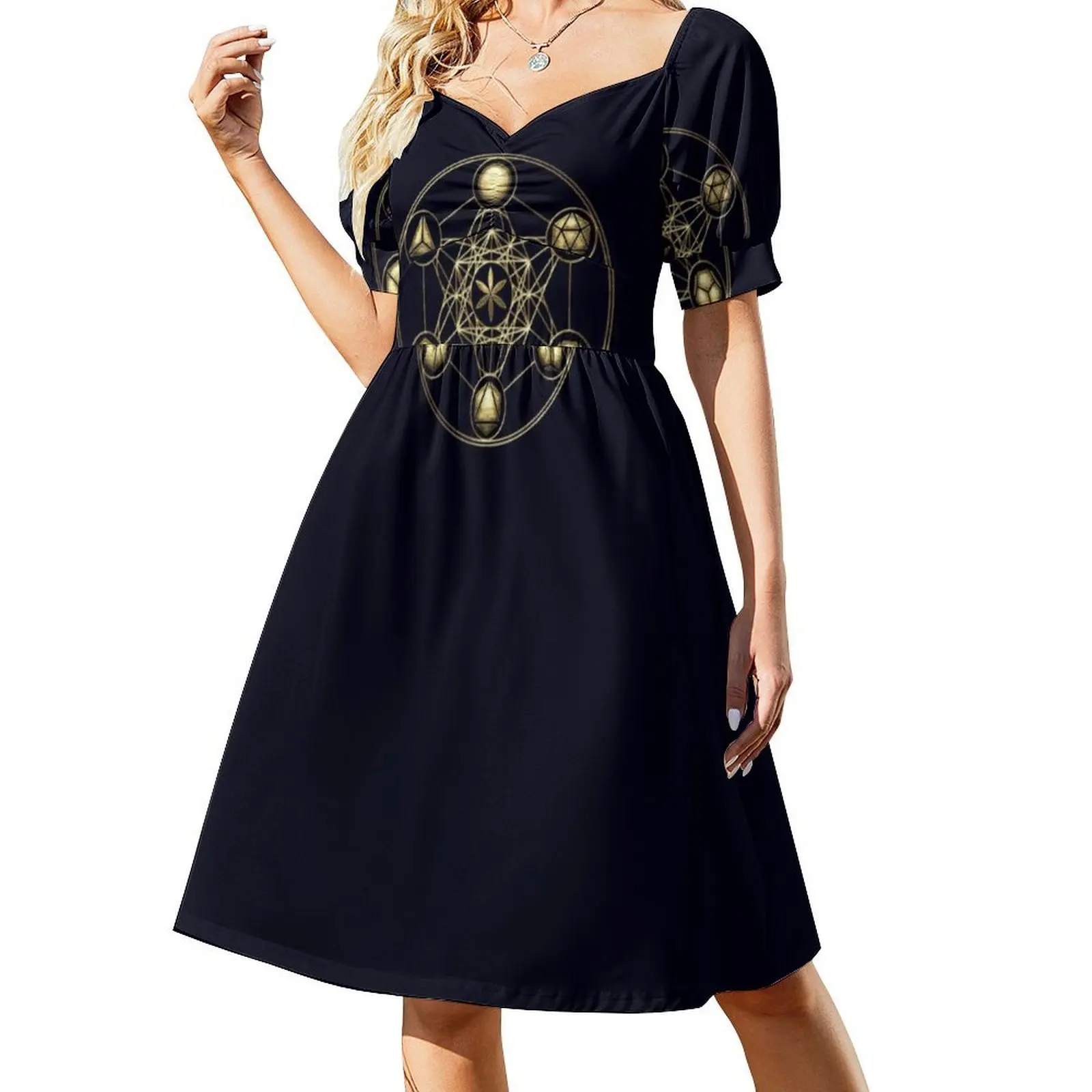 الصلبات البلاتونية Metatrons مكعب زهرة الحياة بوهو شيك فستان أنيق موضة الشاطئ حفل زفاف ثوب رمز عالمي #2