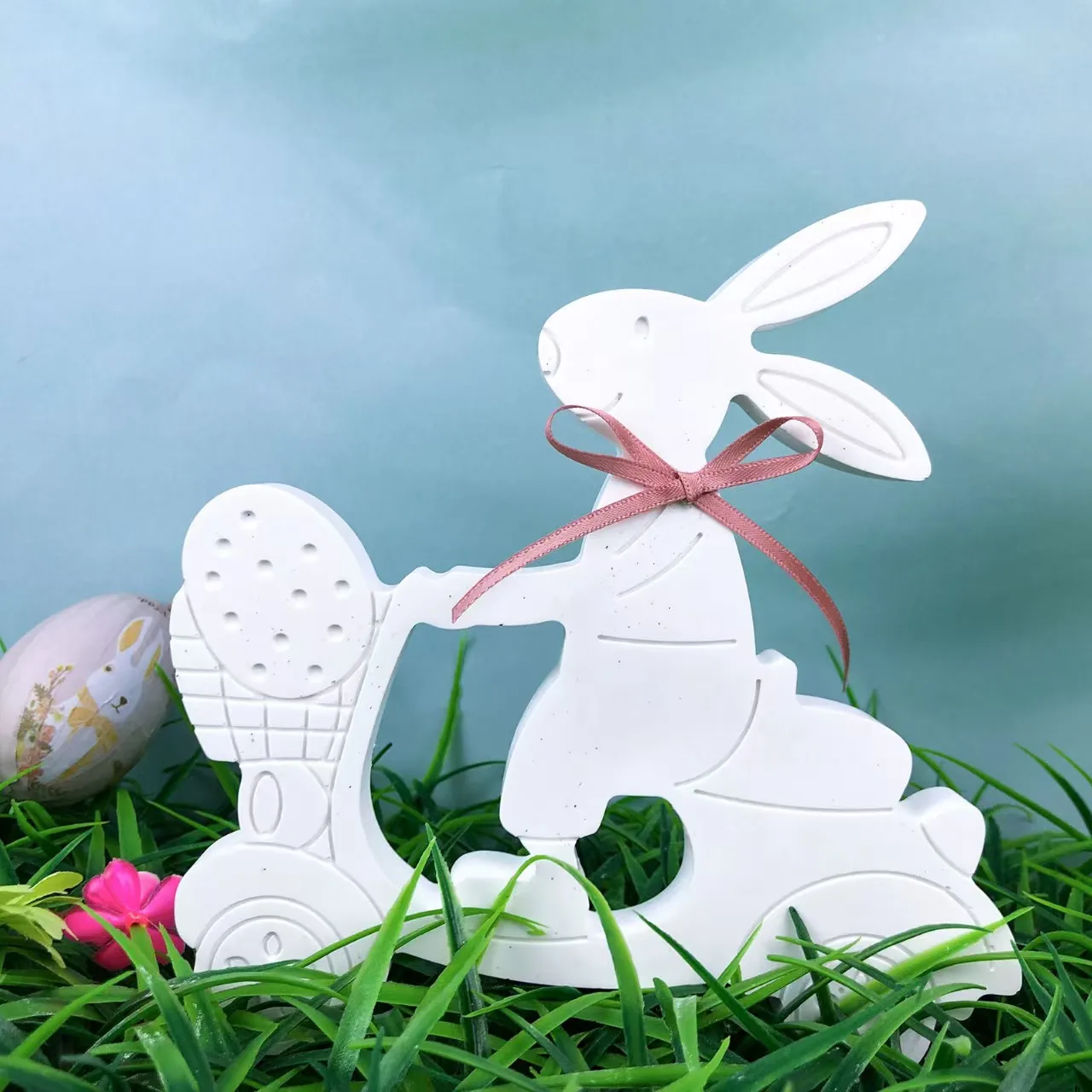 Easter Rabbit Egg Cycling Ornaments Silicone Mold DIY Epoxy Resin Cement Gypsum Pouring Mold Crafts Decoration