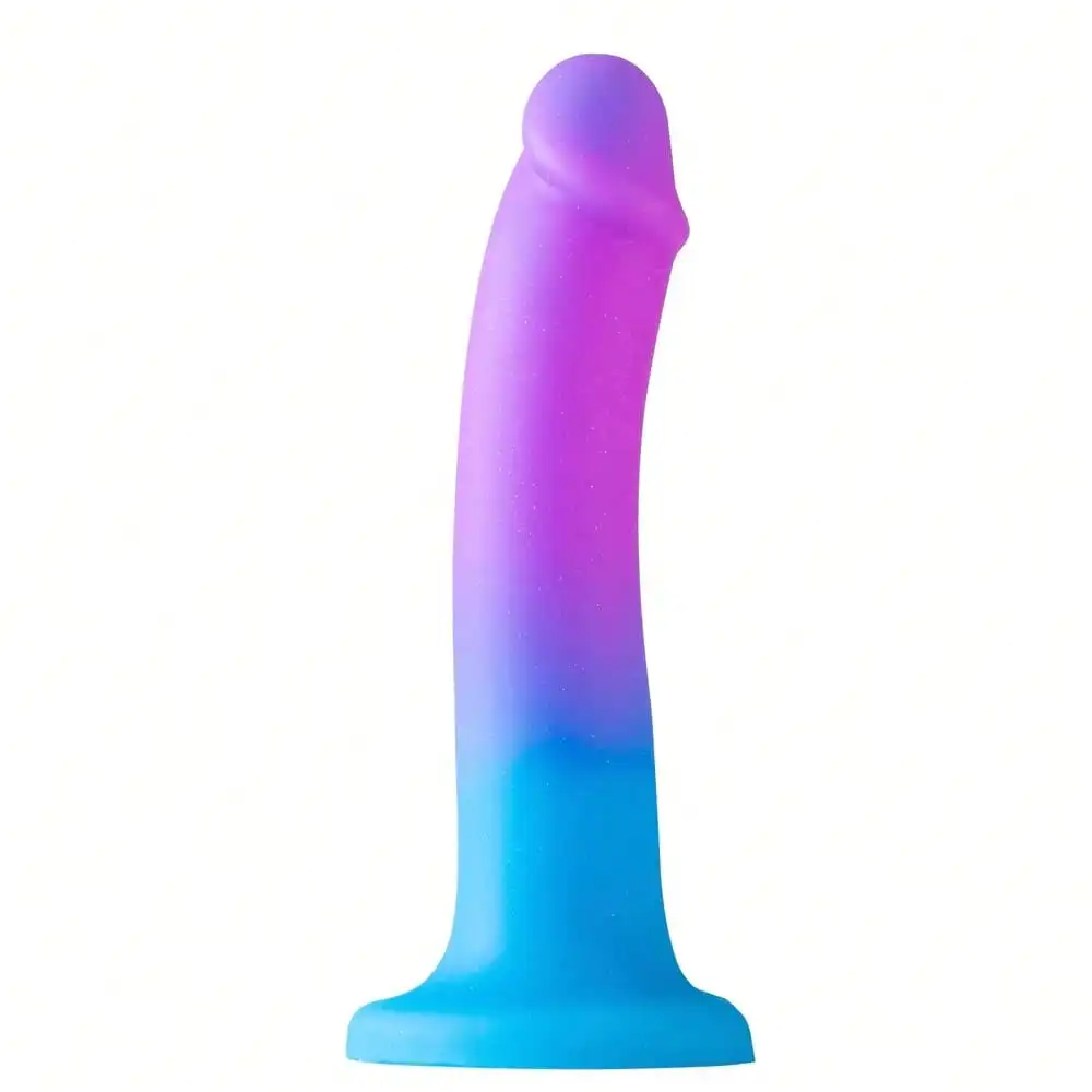 1pc Purple-Blue Color Heart-Shaped Eggless Simulated Silicone Dildo Soft Realistic Penis Cute Anal Plug Sex Toys For Women Gays