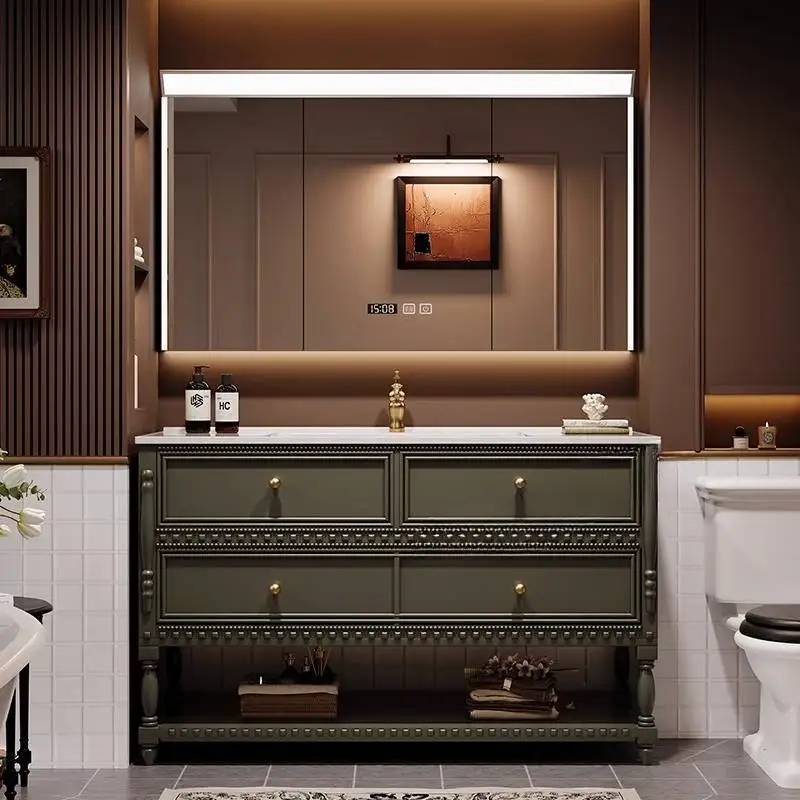 

Decor Black Bathroom Storage Cabinet Luxury Retro Drawers Hotel Bathroom Storage Cabinet Home Glass Muebles Para Hogar Furniture