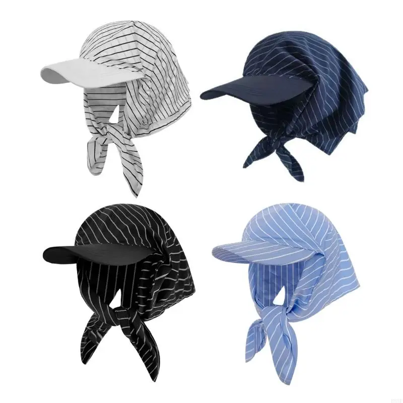 

B95F Fashionable Stripe Headscarf Hat French Bandana Hats For Women Spring Cycling