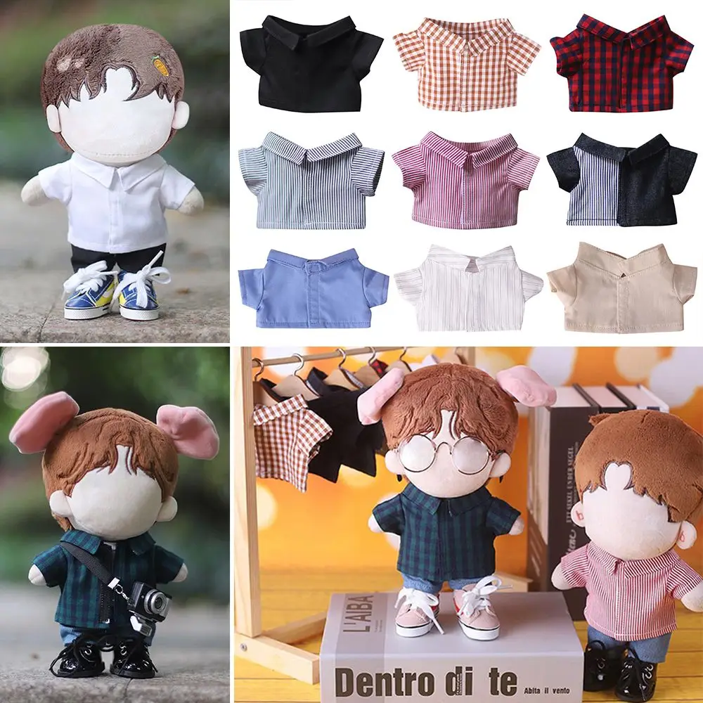 Cotton  Dolls Accessories Stripes Lattice 20CM  Shirt Solid Color Blouse Idol  Clothes