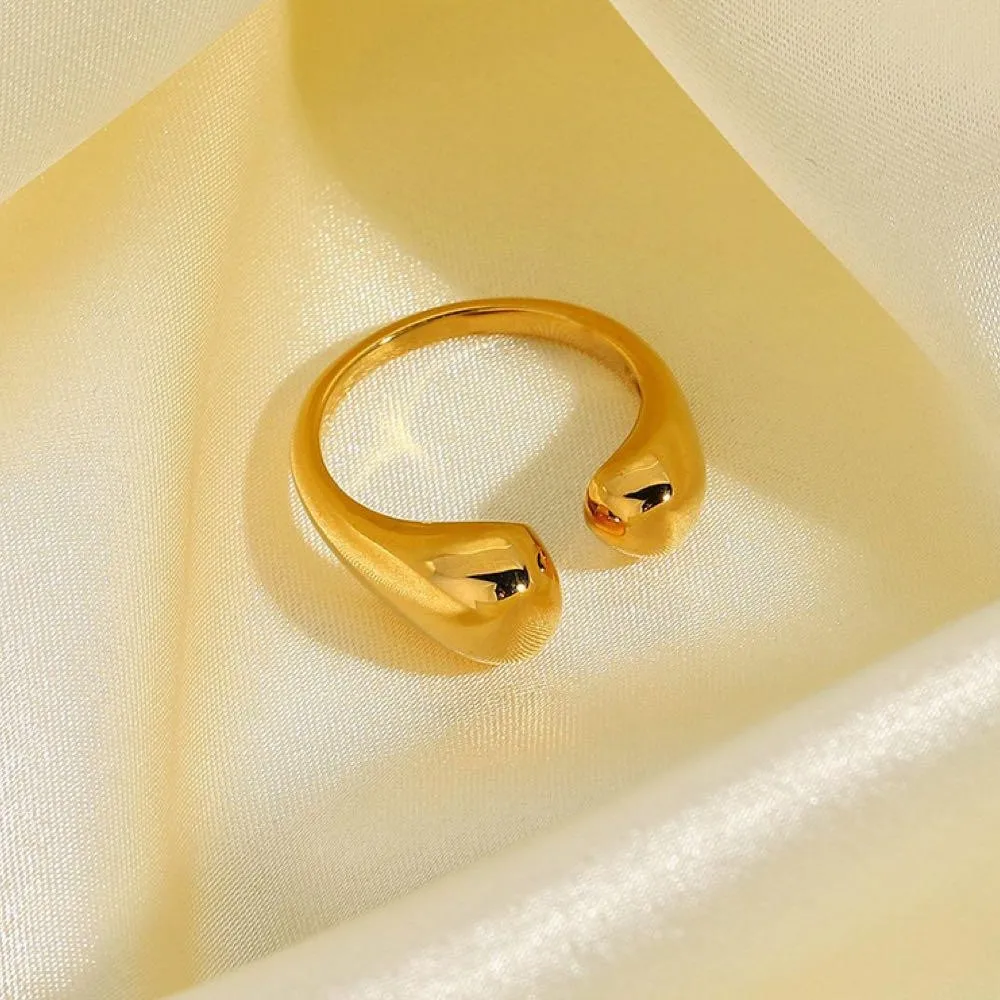 

Minimalist Stainless Steel Geometric Rings Waterdrop 18k Gold Plated Open Trendy Rings for Women Daily Waterproof Jewelry Gifts