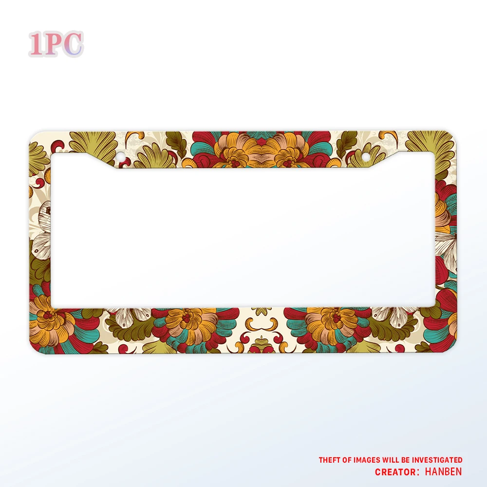 Vintage bright floral license plate holder, aluminum floral and leaf license plate frame, suitable for American vehicles 12x6 in
